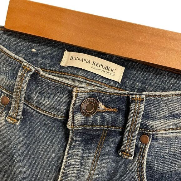 Banana Republic Flare Amsterdam Distressed Mid Rise Jeans Size 27P - Picture 3 of 9